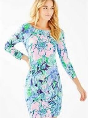 Lilly Pulitzer Sophie Dress… Blue, White, & Green Floral Sheath Dress (NWT)